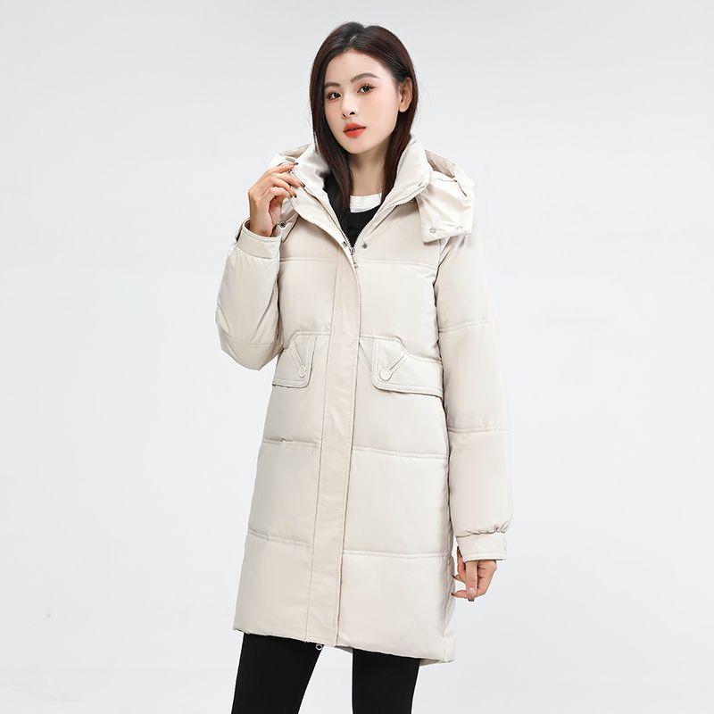 Cotton-padded Women's Medium and Long Hooded Versatile Fashion Middle-aged and Young People's Tops Thickened Warm Jackets Down Cotton-padded Clothes