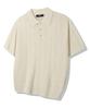 TRILLION Washable Resort Cable Collar Short Sleeve Knit_Ivory