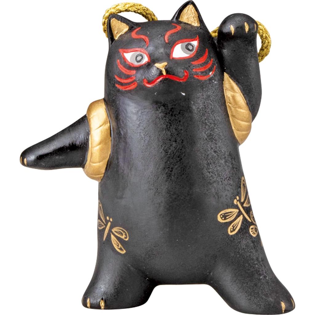 Cute "Kabuki Cat" Dragonfly and Cat Ornament, Approx. 9 x 11cm, Japanese Gift, Concierge, Cat Merchandise, Black, Made in Japan, san4581-4