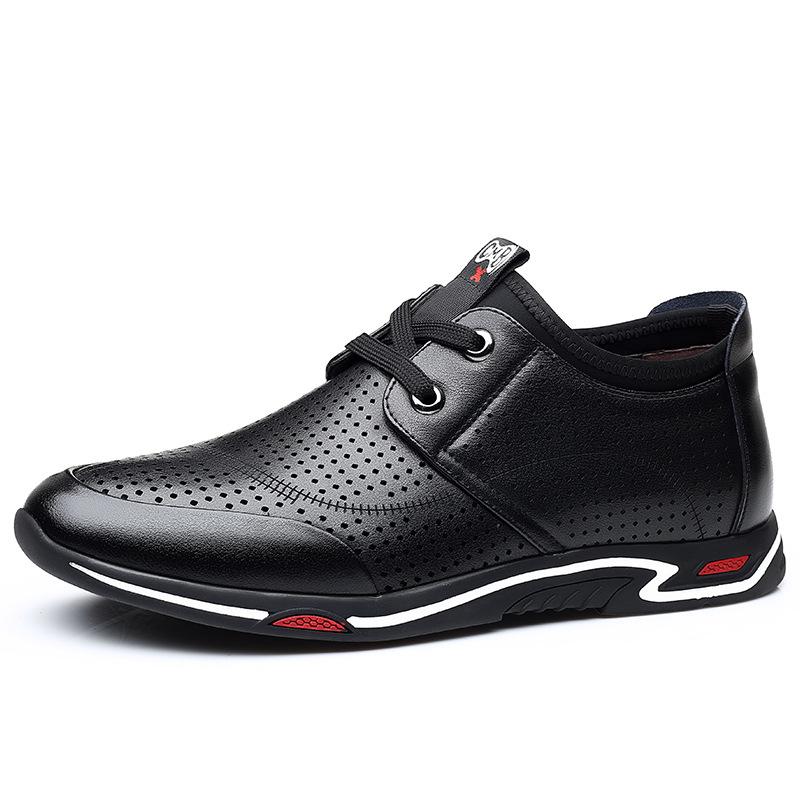 

Casual shoes men s trend British summer breathable leather shoes fashion hollow men s shoes dad shoes 38