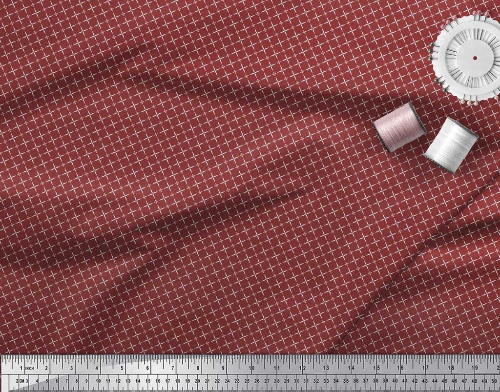 Soimoi Japan Crepe Satin Fabric Geometric Small Print Fabric by Metre 42 Inch