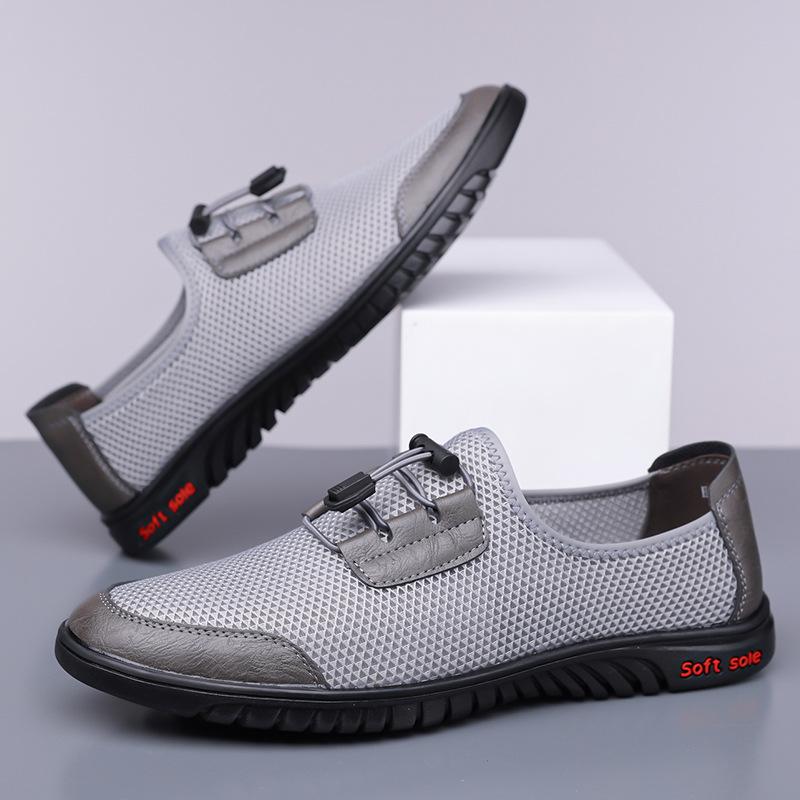 

Summer Mesh Men s Driving Shoes Lightweight Breathable Slip-on Loafers New Comfortable Rubber Soft-soled Casual Sneakers 2025 38