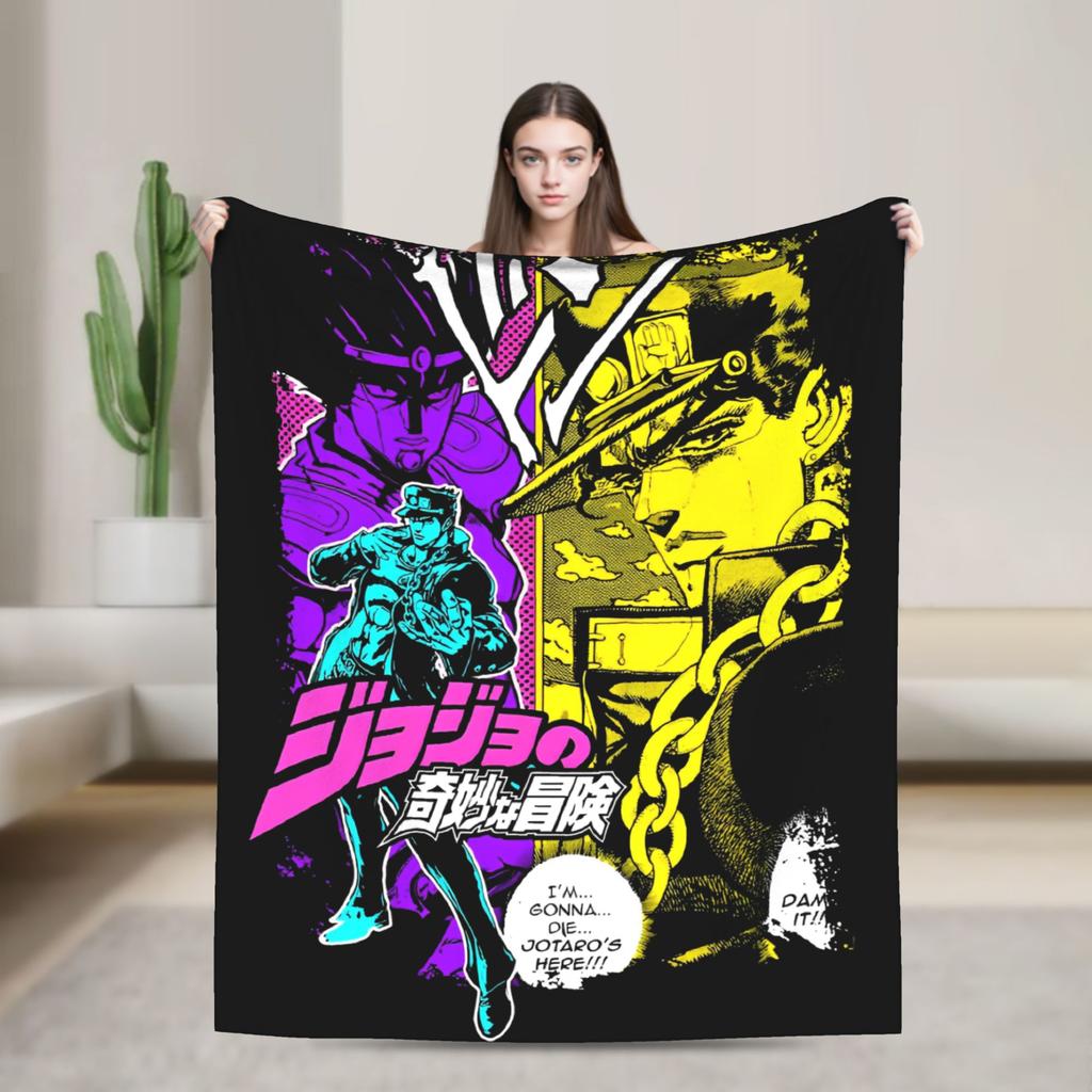 JoJo's Bizarre Adventure Blankets Japanese Anime Wool Throw Blankets Bedding Couch Decoration Thin Bedspread Multi-function