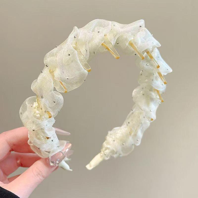 Hepburn-Style Elegant Non-Slip Headband with Frilly Edge and Teeth