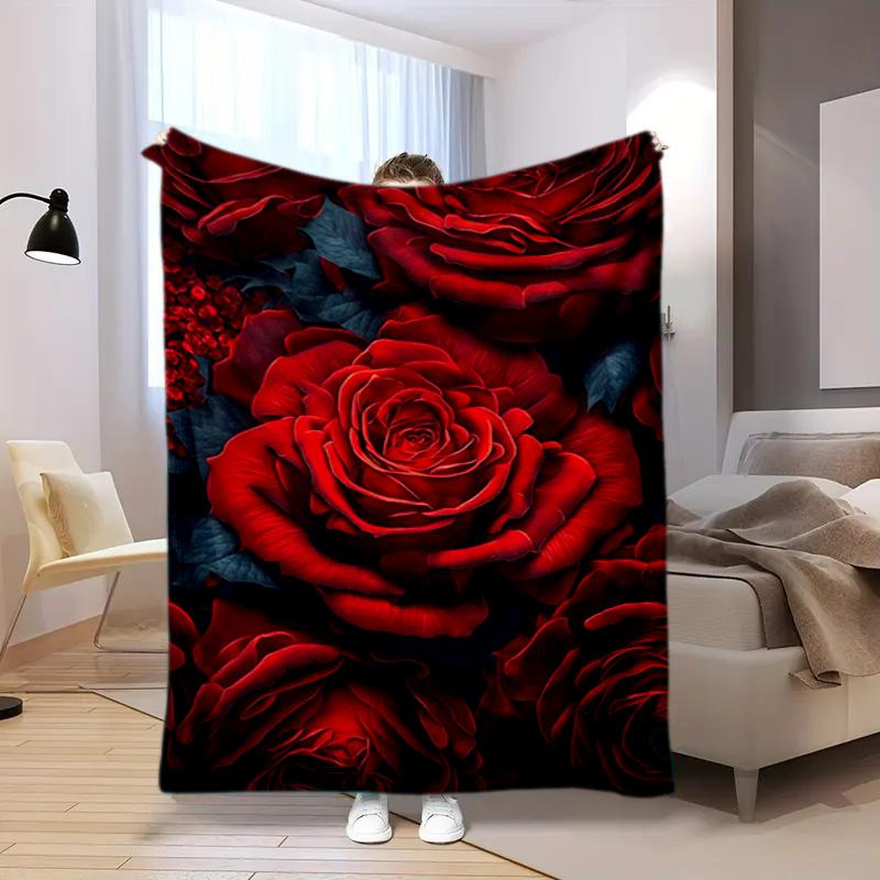Vintage Rose Garden Art Blanket Soft And Portable Four Season Home Bed Sofa Blanket Office Travel Lunch Break Warm Blanket A5