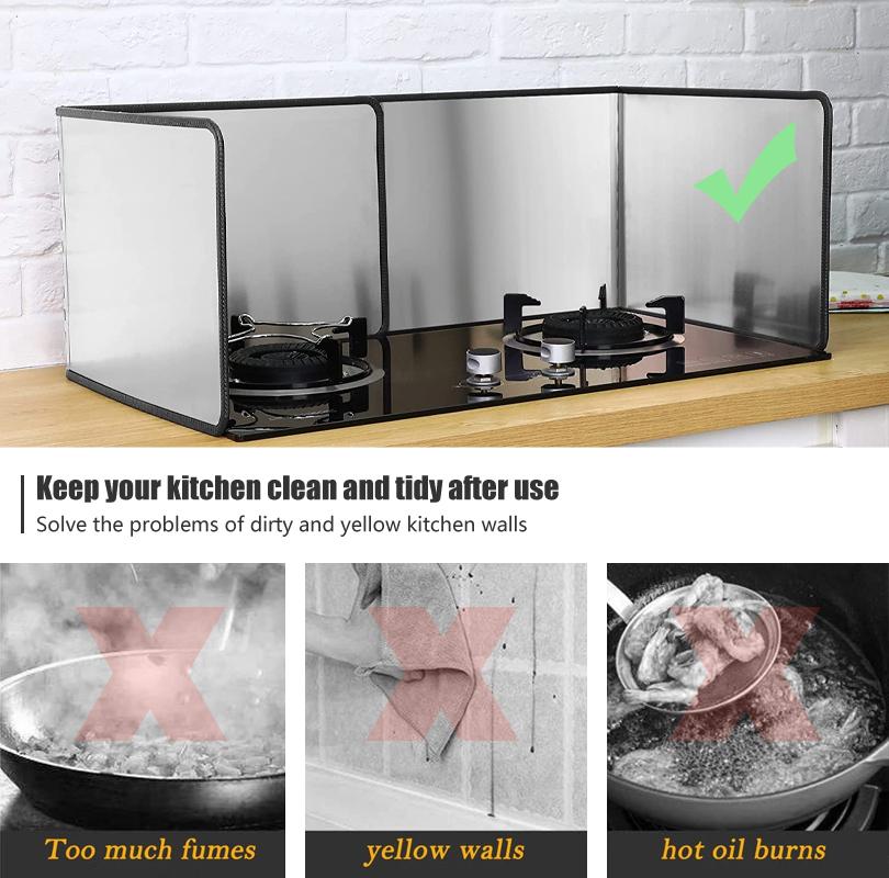 Faltbare Küchen-Gasherd-Prallplatte aus Edelstahl, Küchenzubehör, Bratpfanne, Ölspritzschutz, Bildschirmwerkzeuge