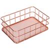 Desktop Storage Basket Rose Gold Metal Grid Fruit Clothing Table Organizing Storaging