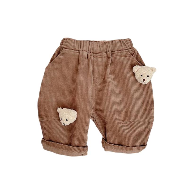 

Детские брюки в стиле ретро, ​​нижние штаны, эластичные брюки в рубчик с объемным медведем, вельветовая одежда для младенцев 80