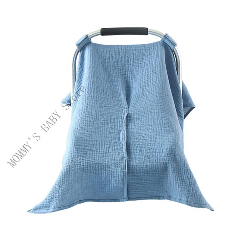 

H3CD Muslin Baby Carseat Cover Lightweight Infant Canopy Breathable Strollers Sleeve синій