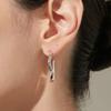 Tirr Lirr Tizen Maximize Line Hoop Silver-White Earrings TEDSVW14036M