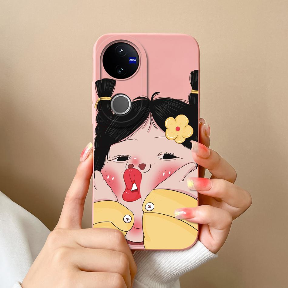 For Vivo V50 Lite Case Cute Cartoon Phone Shell Soft Liquid Silicone Back Cover For Vivo V 50 Full Protection Shockproof Bumper