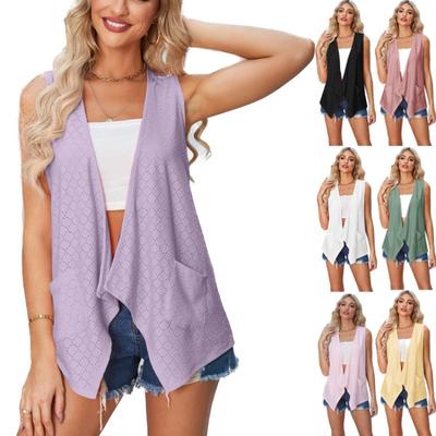 Damen Vintage Freizeit Unifarben Print Ärmellose Jacken & Mäntel