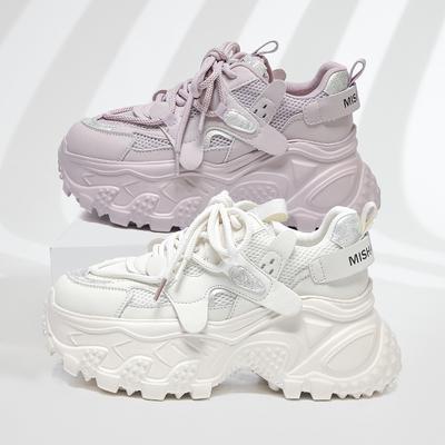 New Thick Soled Women's Dad Shoes Strap Up Height Increasing Lightweight Versatile Casual Shoes 2025 Spring Summer