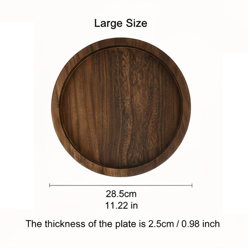 Rustic Round Wooden Serving Tray Decorative Ottoman Tray for Candles Vases & Table Centerpieces Home Decor