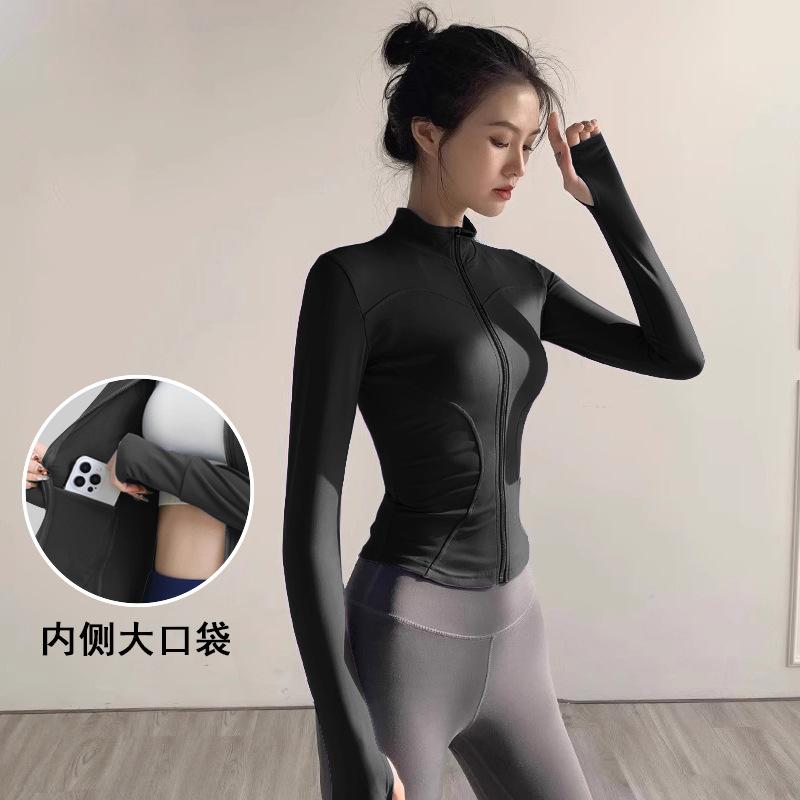 Jacket women s waist slim fit quick-drying yoga fitness, professional sports running top tights S