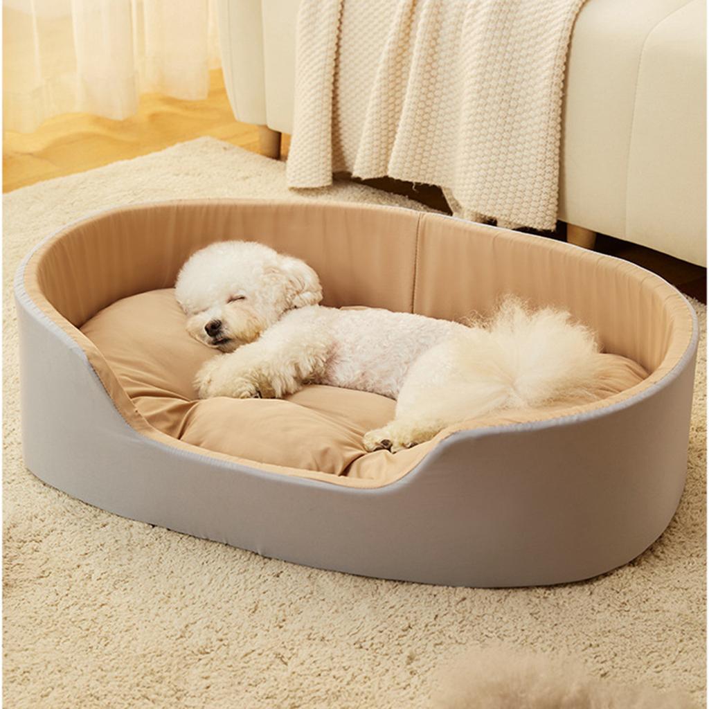Dog Bed For Small Medium Dogs And Cats, Washable Deluxe, Non-Slip Bottom, High And Low Sides, With Four-Season Universal Detachable Mat No Sticky Hair