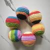 Handmade Knitted Footbag Sack, Outdoor Play Multicolored Crochet Bag Woven Kickball Toy, Colorful Juggling Balls for Kids, Adults,