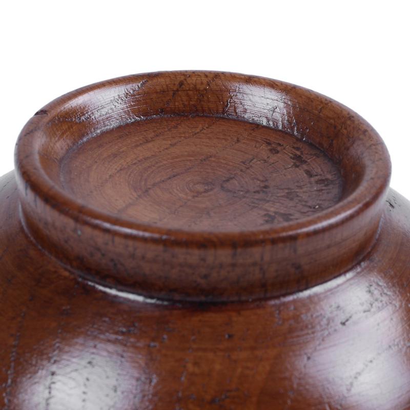 3X Wooden Bowls Wooden Soup Bowl Healthy Food Container Vintage Dinner Tableware Kitchen Accessories