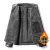 Men's Plus Size Winter Fur-Lined Leather Jacket with Lapel
