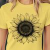 Sunflower Women's T-Shirt, Floral Tee, Botanical Shirt, Nature Lover Top, Boho Fashion,