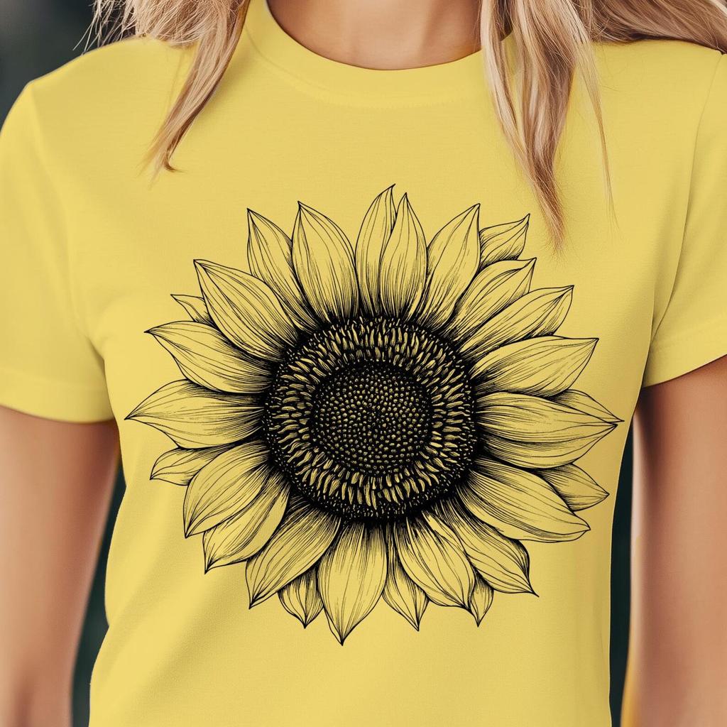 Sunflower Women's T-Shirt, Floral Tee, Botanical Shirt, Nature Lover Top, Boho Fashion,