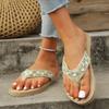 Fashion 2025 New Linen Flower Decor Flip Flops Fashion Women Slides Flat Heel Outdoor Beach Summer Woman Slippers Ladies Shoes