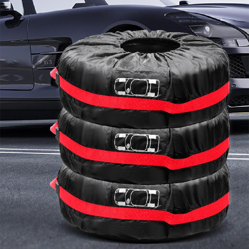 4Pcs Universal Car Spare Tire Cover Polyester Waterproof Durable Tire Storage Bags Vehicle Wheel Protector Tyre Accessories