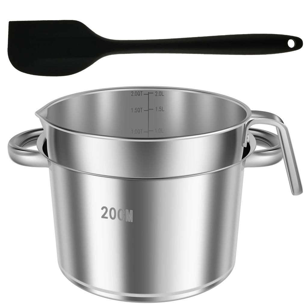 Double Boiler Pot with Silicone Spatula Cheese Chocolate Melting Pot Stainless Steel Pot for Melting Chocolate Candy Candle