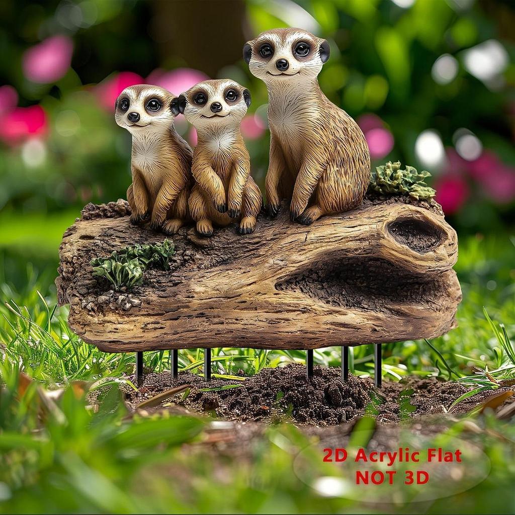 Meerkat Garden Stake Decoration 2D Versatile Gifts Acrylic Plague Yard Stakes for Lawn Spring