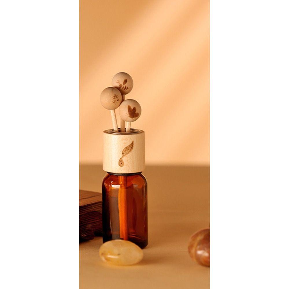 DIY Dekorace Dřevěné víčko s kuličkou na esenciální olej Dřevěná barva Bezplamenná ratanová větev Obývací pokoj