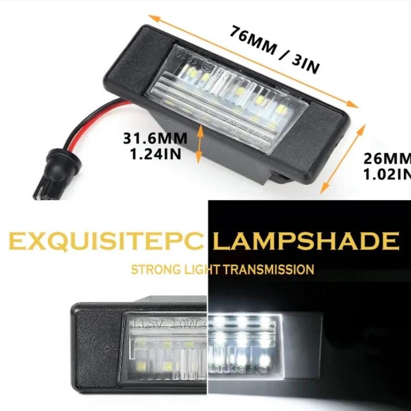 2pcs Number Lights For Nissan Qashqai Juke Micra Versa NV200 Note March Kicks X-Trail White LED Number License Plate Light Lamps License Plate Lights
