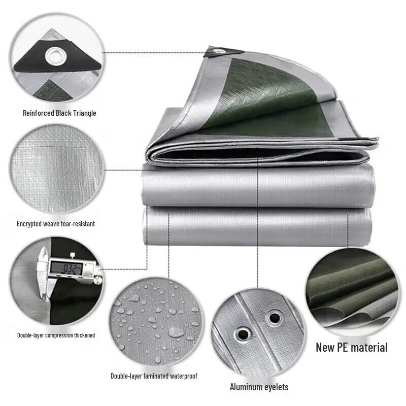 Junkiss Heavy-Duty Green-Silver Waterproof Tarpaulin