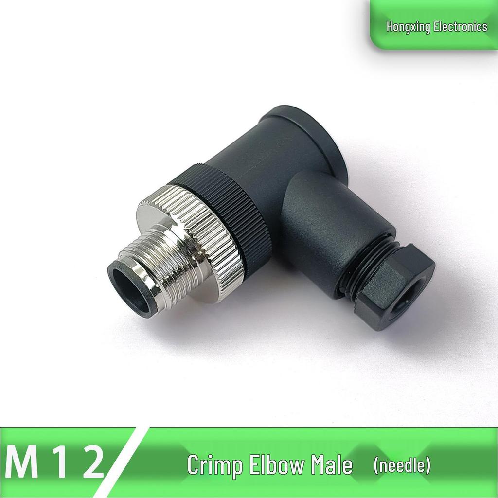 M12 Aviation Plug Crimp Type Male/Female Waterproof Connector: 2, 3, 4, 5, or 8 Pin, Straight/Right Angle.