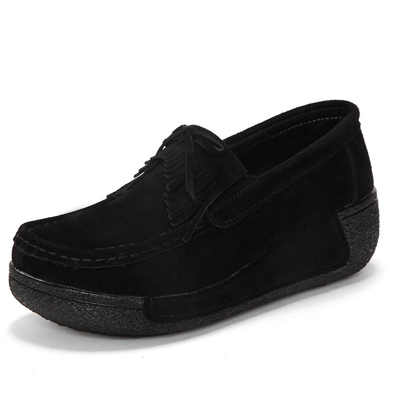 Autumn Thick Bottom Platform Sneakers Women Shoes Suede Leather Casual Shoes Women Tassels Zapatos Mujer Loafer 3351/3352