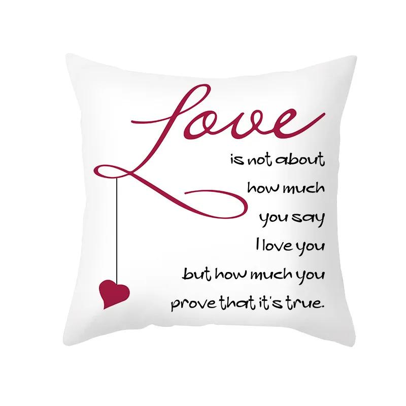 Valentine's Day Wedding Couple Gift Decorative Cushion Cover 45x45cm Throw Pillowcase Letters Heart Love Printed Pillow Covers