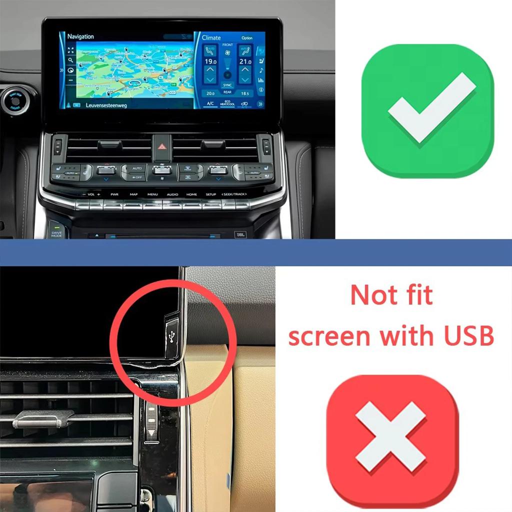 Support de téléphone personnalisé pour Toyota Land Cruiser LC300 2022 – 2024 (écran sans USB), Base d'écran de tableau de bord, sans perceuse