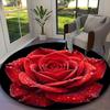 1pc Red Rose Vivid Poppy Printed Chair Rug for Home Office Use, Living Room Kitchen Game Room Round Carpet