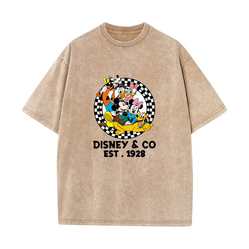XH+93 MINISO 2026 Summer Vintage Wash Printed Pure Cotton Shoulder Style Men's and Women's Round Neck Short Sleeved Couple T-shirt