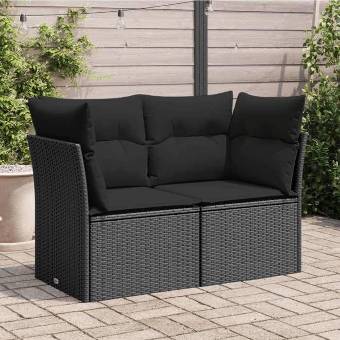 VidaXL Garden Sofa with Cushions 2-Seater, Seat with Backrest, Patio Furniture Backyard Terrace Outdoor, Black 365963