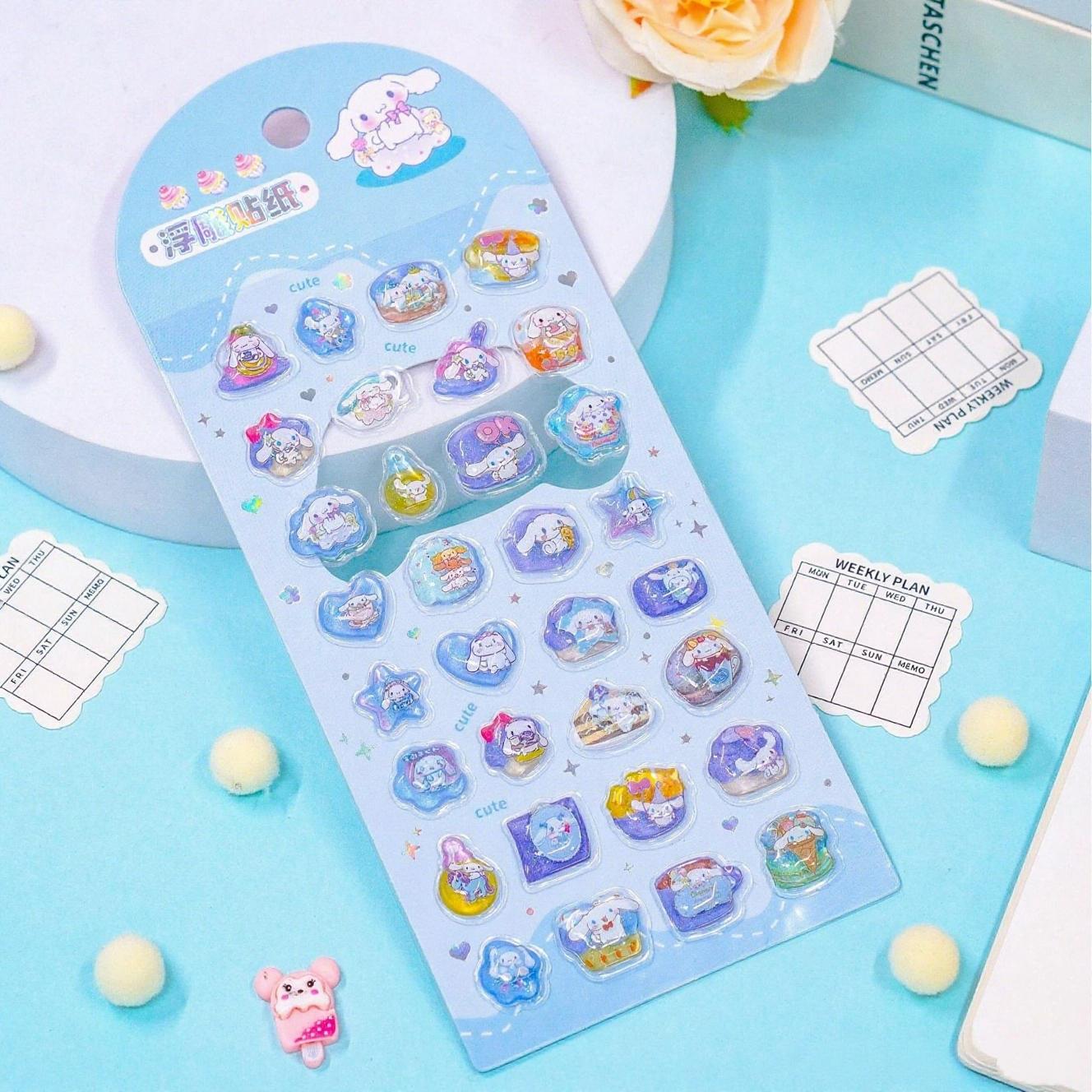 1 лист Творческие Изысканные Трехмерные Наклейки Sanrio Hello Kitty Cinnamoroll Kuromi Милые Милые Мультяшные 3D Рельефные Наклейки
