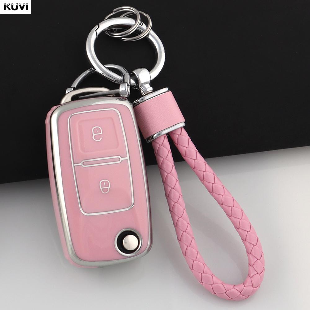 Coque de protection en TPU à 2 boutons pour clé de voiture Pour VW Volkswagen Amarok Polo Golf 4 5 6 MK4 Bora Jetta Altea Alhambra Passat B5 B6 B7