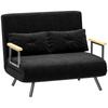 Sofa Bed 2-Seater Sofa Velvet Sofa, Sleep Function, incl. 2 Cushions, Velvet Look, Black