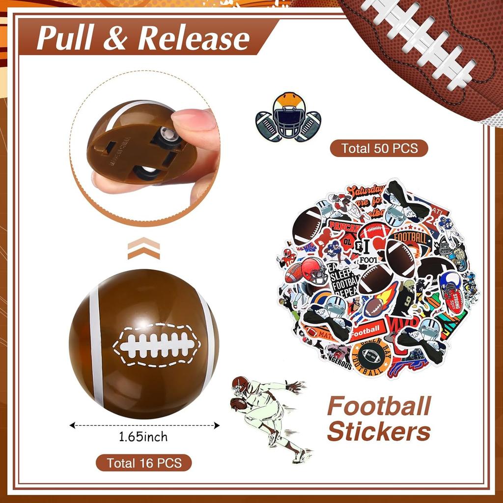 Aoriher 162 Pcs Football Party Favors, Football Party Gift Goodie Bag Fillers Foam Footballs Tattoo Stickers Keychains Stickers Charm Bracelets Sport