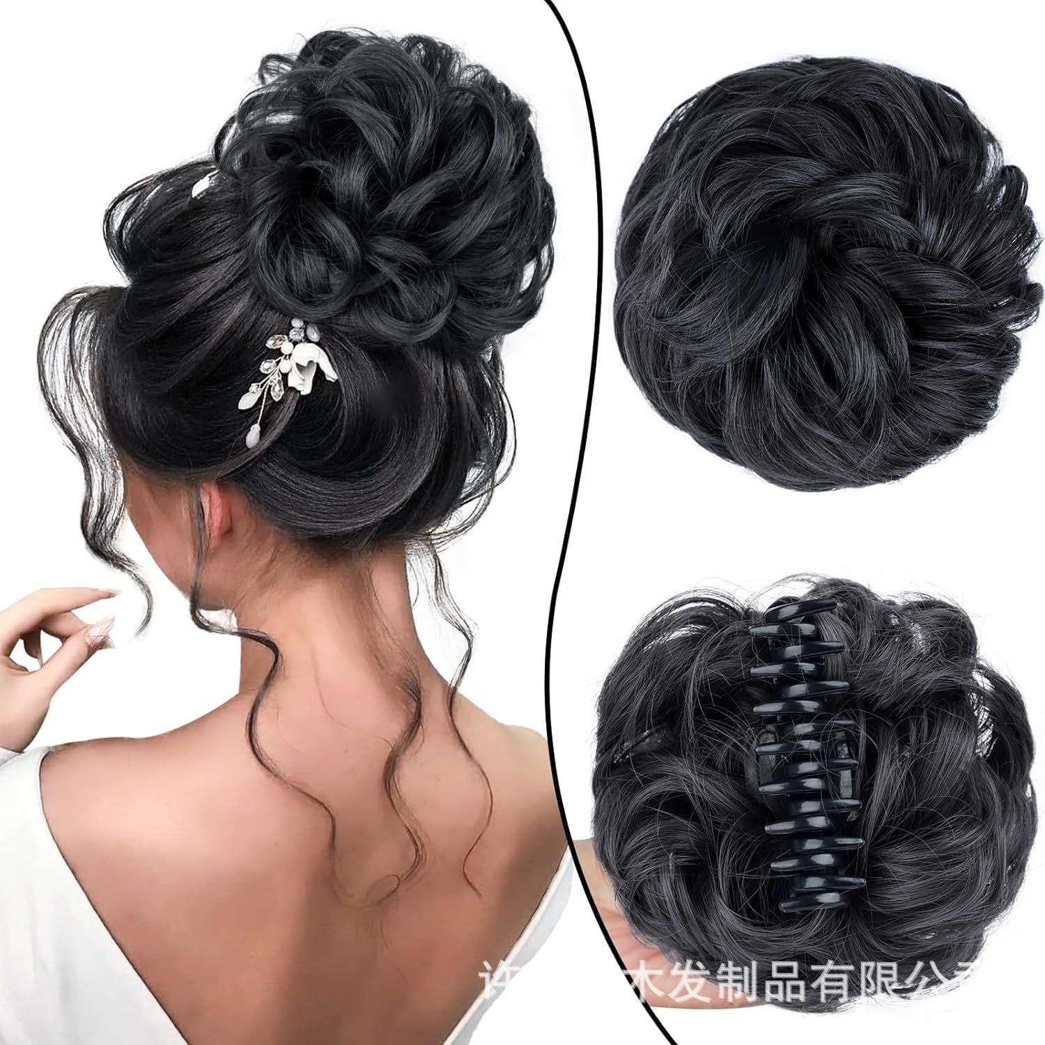 Женский пучок-скранчи - Эластичный объемный натуральный кудрявый волос-пончик