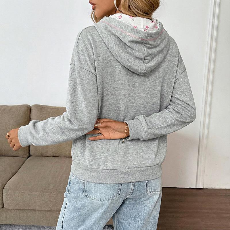 TikTok Trend: 2026 Autumn/Winter Mid-Length Hooded Sweatshirt for Women with Bowknot and Lace Details.