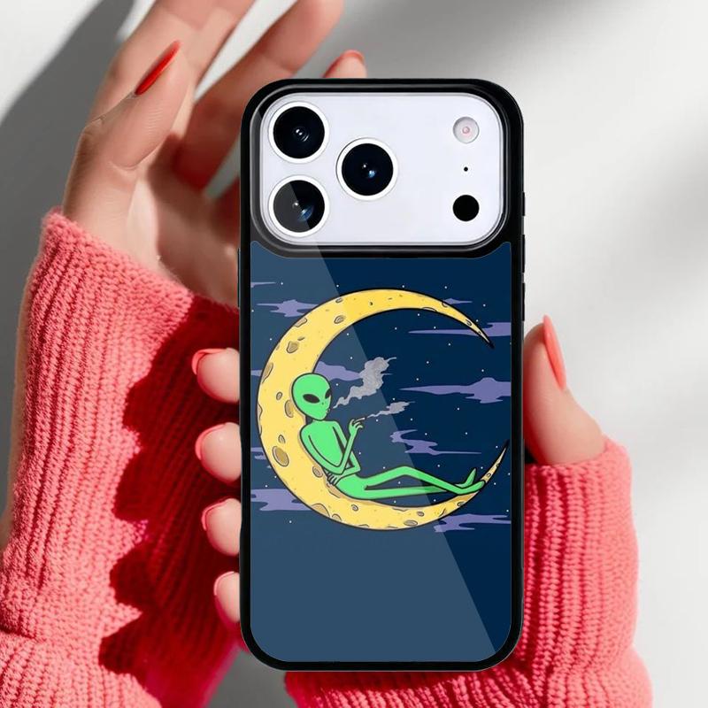 Aesthetics Cute Cartoon Alien Phone Case for iPhone 17 16 15 14 13 Pro Max Back Cover for 12 11 Pro Coque
