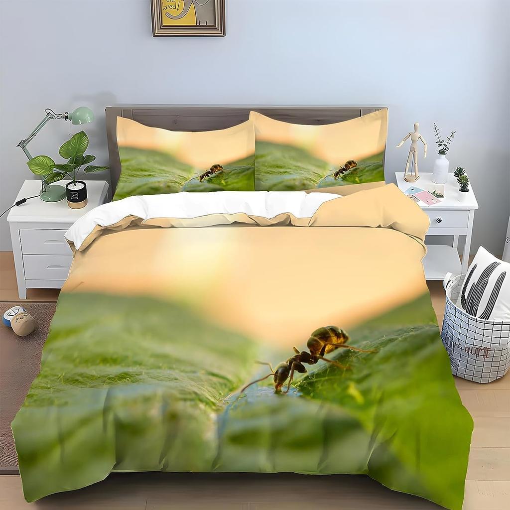 Ants Duvet Cover Set for Kids Boys Girls Teens Queen King Lightweight Bedspread Cover Bedroom Decor Insects Bedding Set No Quilt