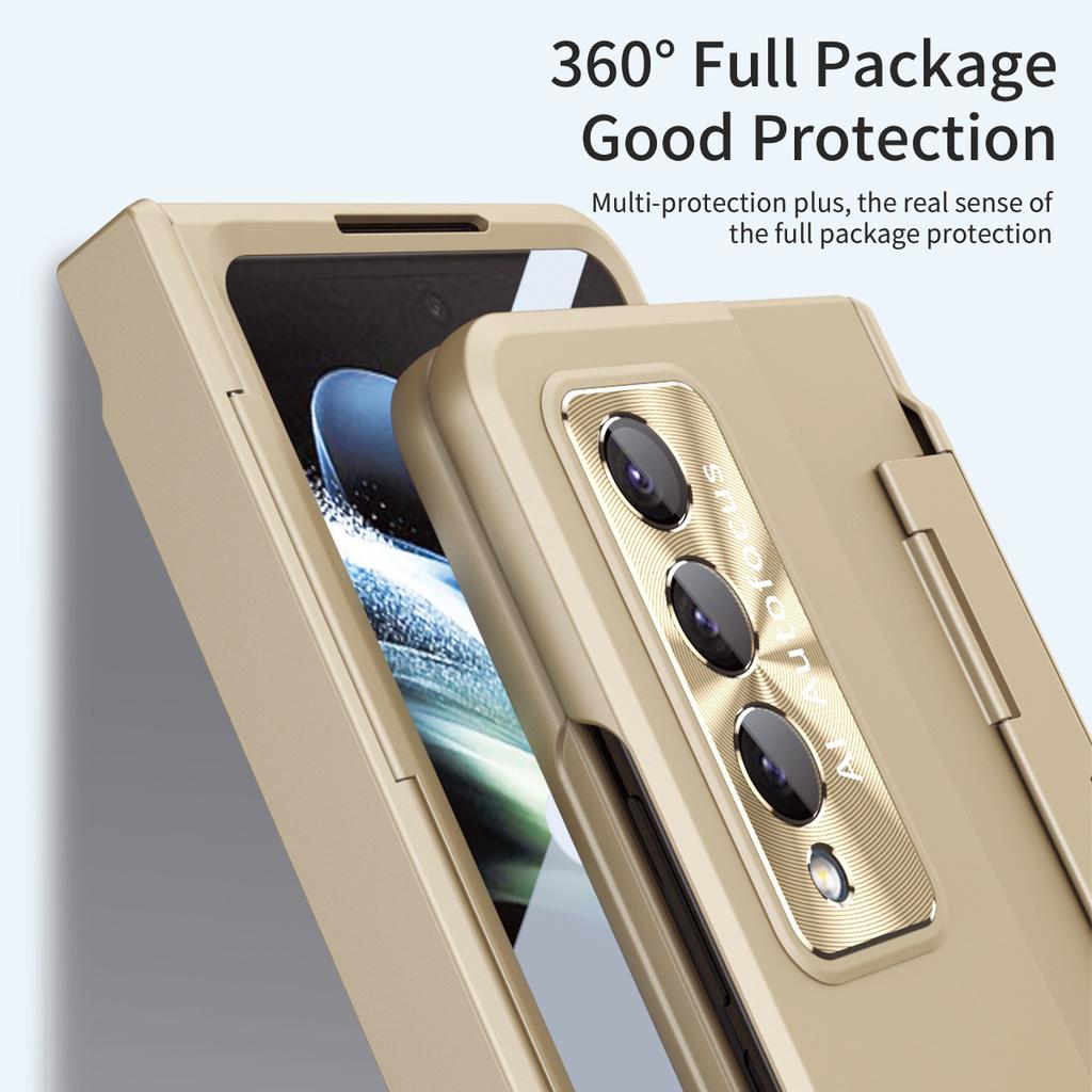 Applicable To Samsung Z Fold1 Mobile Phone Case Flat Hinge Metal Lens Case Film Integrated Fold1 Anti-drop Protective Case