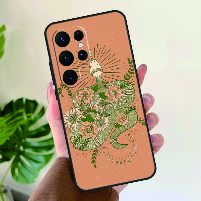Snake Flower Soft Case For Samsung Galaxy S25 S24 S23 S22 S21 Ultra S9 S10 Plus S23 FE S24 FE Phone Cover