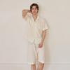 Lunaluz Men S Creamy Short Sleeve Collar Pajama Set